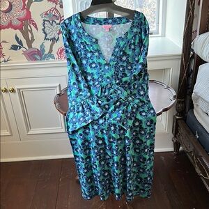 Floral Blue and Green Dress
